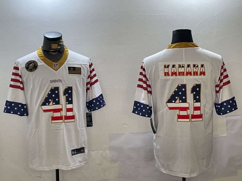 Men New Orleans Saints #41 Kamara White National Flag 2024 Nike Limited NFL Jersey style 3